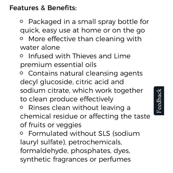 🎁4/$25 - YOUNG LIVING Thieves Fruit & Veggie Spray - NEW - 2 bottles - Picture 3 of 3